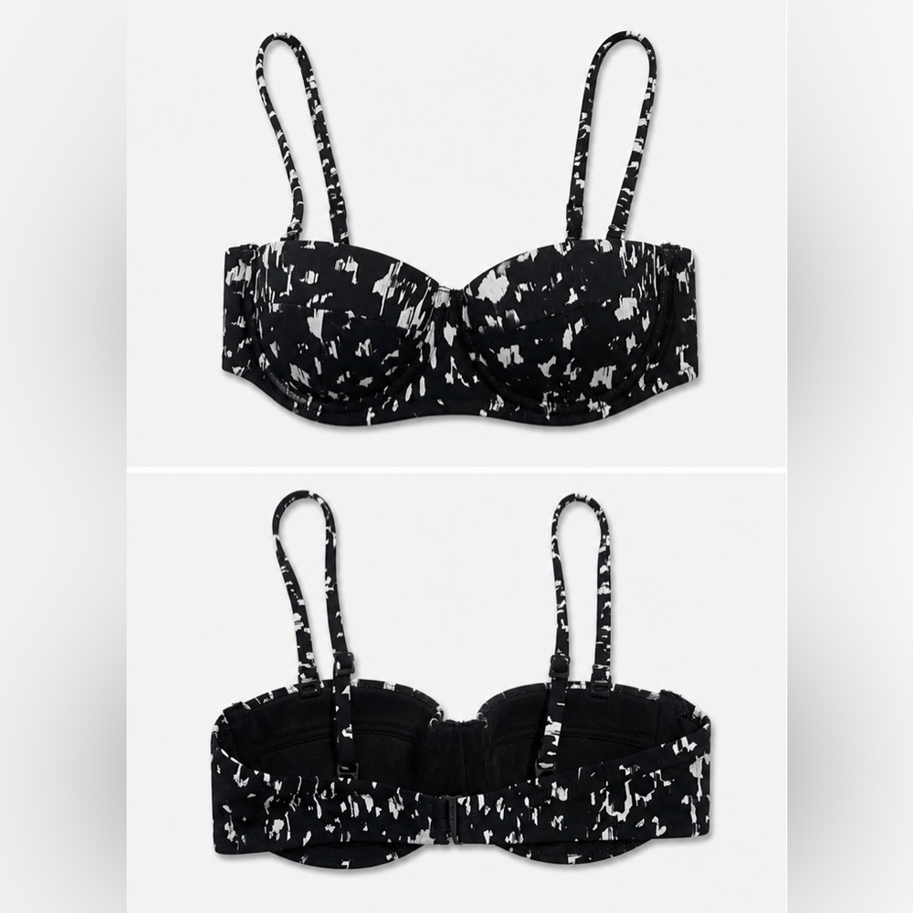 DKNY Black White Underwire Bikini Top Size Small